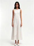 Haideyu Casual White Sleeveless Tiered Midi Dress, Loose‑fit Flowy Summer Dress, OEM Custom Apparel