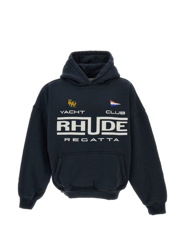 Custom RHUDE style navy yacht club regatta hoodie pullover, printed flag logo oversized streetwear hoodie OEM custom clothing