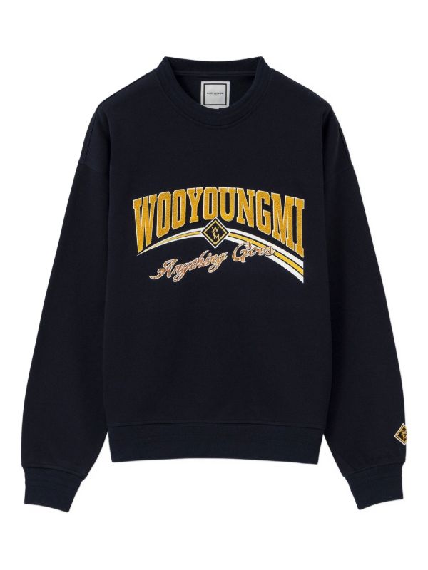 Hdfish vintage college gold embroidery close up detail custom crewneck sweatshirt private label customization