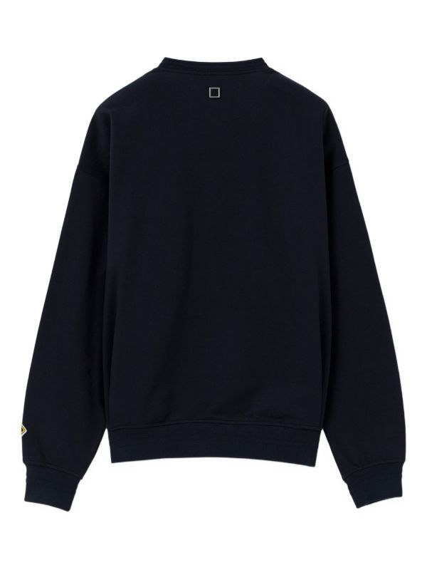 Hdfish blank back navy crewneck sweatshirt custom print back view ODM bulk custom sweat top