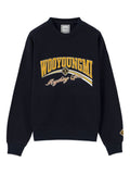 Hdfish navy oversized crewneck sweatshirt front vintage gold letter embroidery OEM custom casual apparel