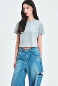 Haideyu OEM Crew Neck Short Sleeve Cotton Cropped Women Crop Top