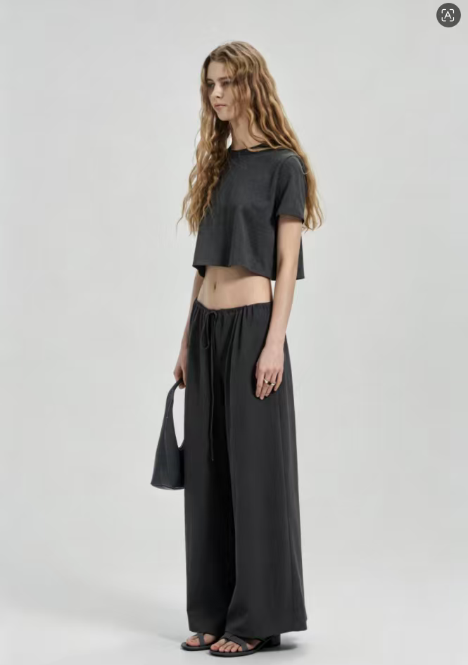 ODM Private Label Solid Black Striped Sleeve Cropped Streetwear T-shirt