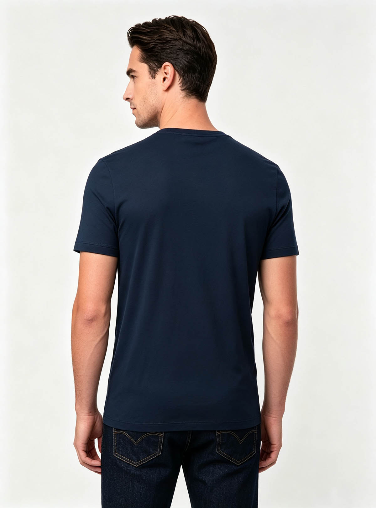 Haideyu custom vintage number printed men cotton t-shirt back shot, OEM casual apparel