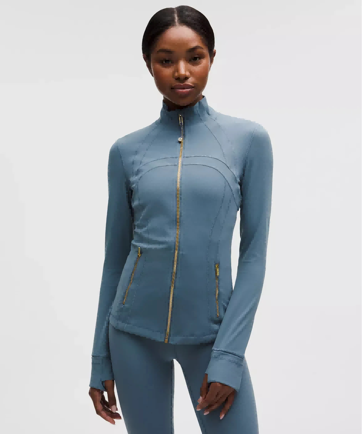 Haideyu custom manufacturing women fitted zip up workout jacket front full view, high stretch slim athletic coat for yoga pilates, custom logo bulk orders at haideyu.com
