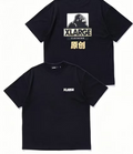 Haideyu OEM custom black heavy cotton men's graphic tee two pieces flat lay view