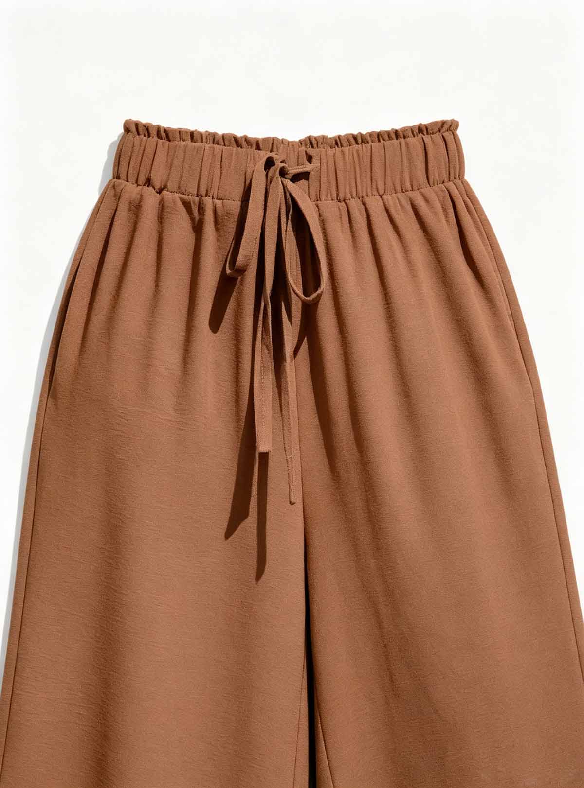 Haideyu waffle texture fabric close-up detail, lightweight material for women wide leg trousers OEM custom clothing