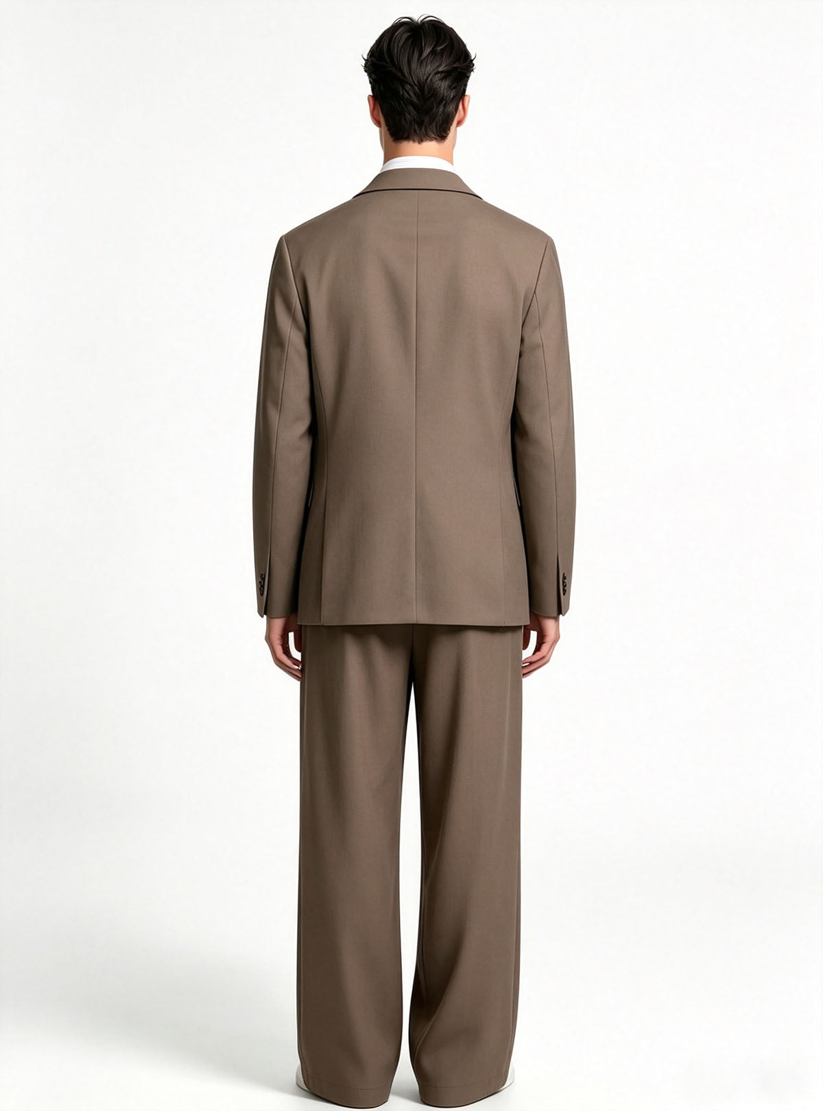 Haideyu men 2‑piece brown casual suit, custom‑made OEM office wear, back view