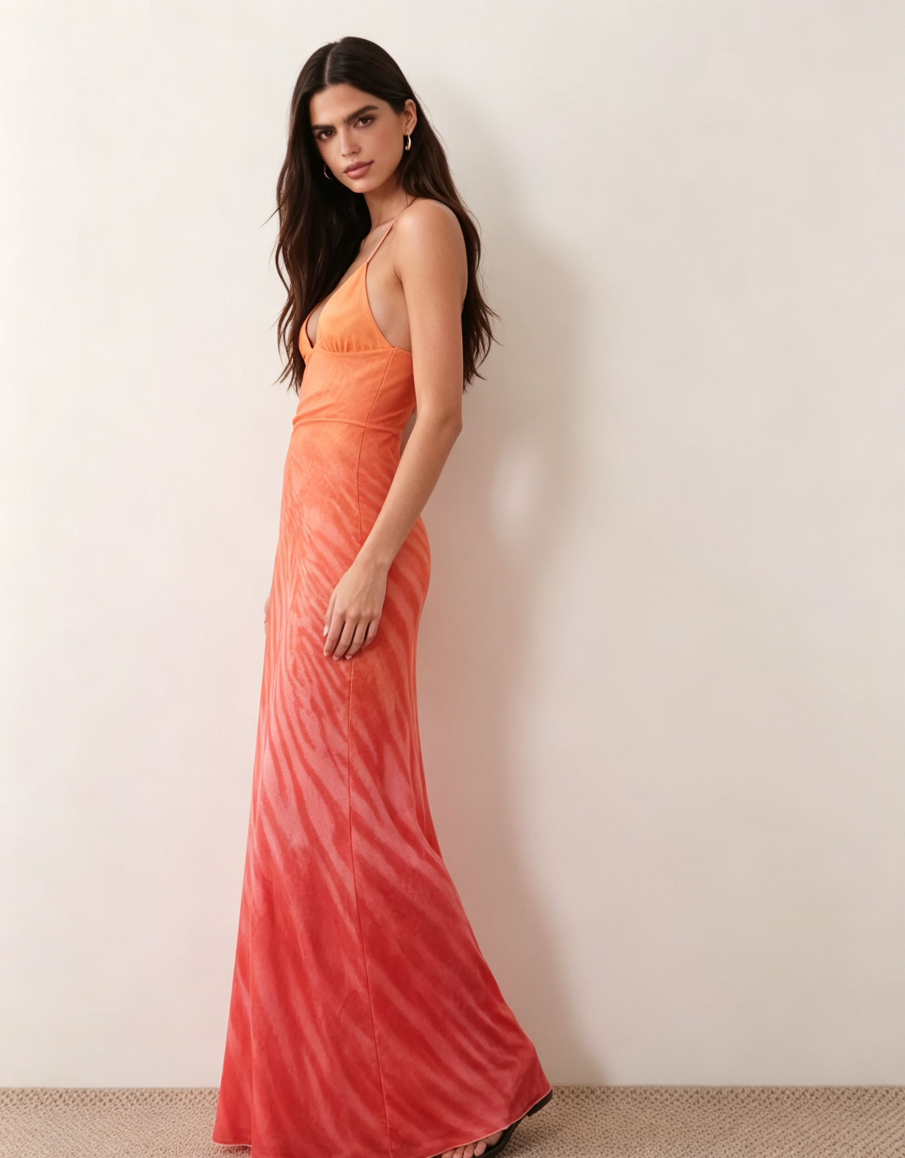 Hdfish Gradient Zebra Print Maxi Dress Bodycon Halter Cami Open Back Custom Party Outfit