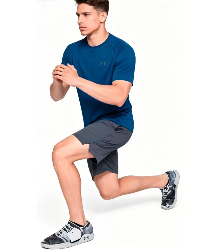 hdfish men's breathable athletic tee, moisture-wicking fabric in royal blue for workouts