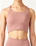  hdfish women's dusty pink smooth sports bra, high-neck support yoga crop top