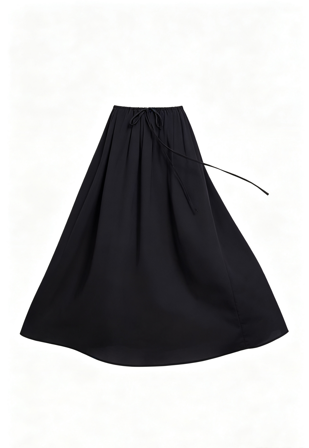 hdfish easy-wear black drawstring maxi skirt, lightweight fabric for casual daily outfits