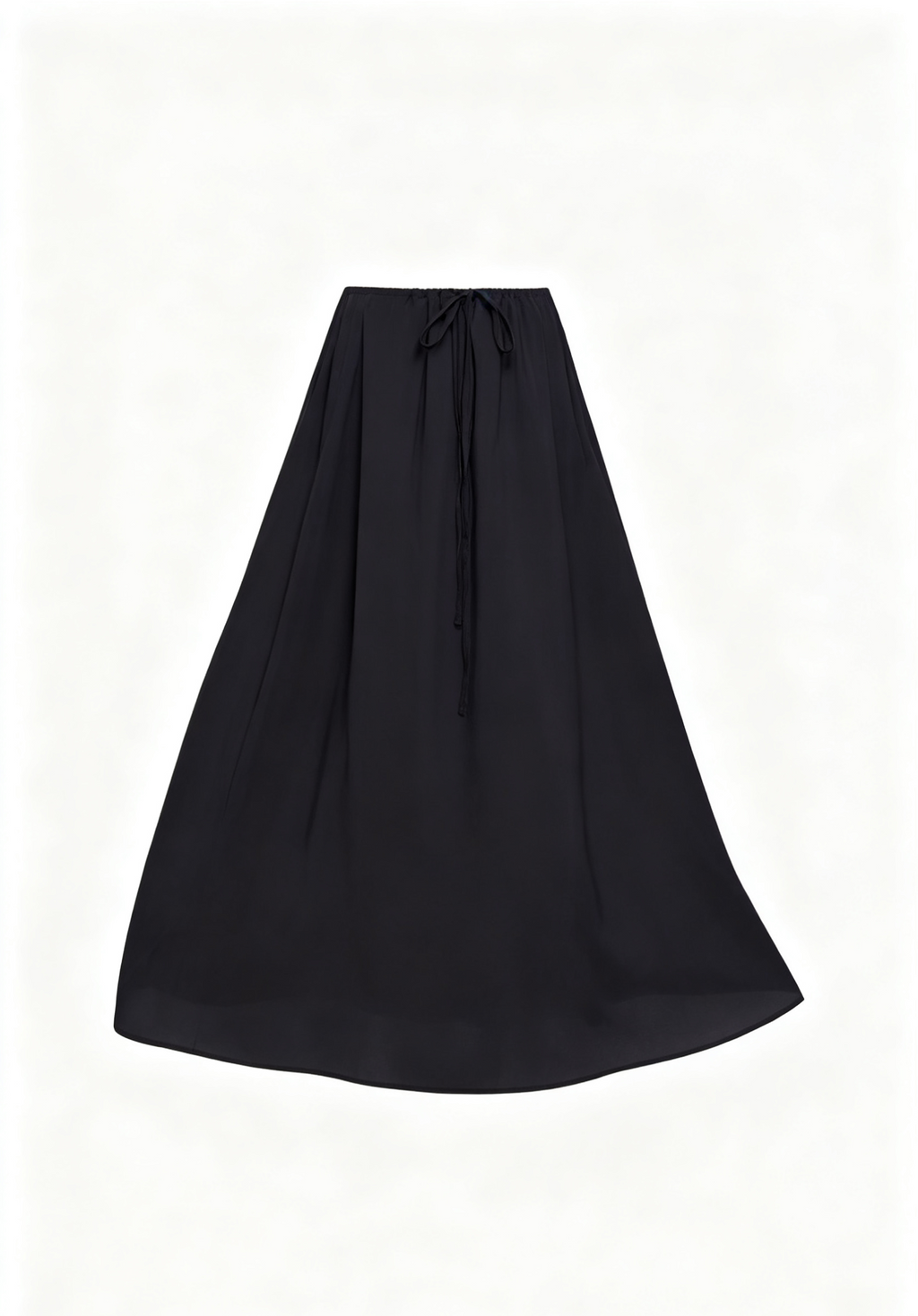  hdfish minimalist black wide-leg skirt, versatile drawstring waist design for women