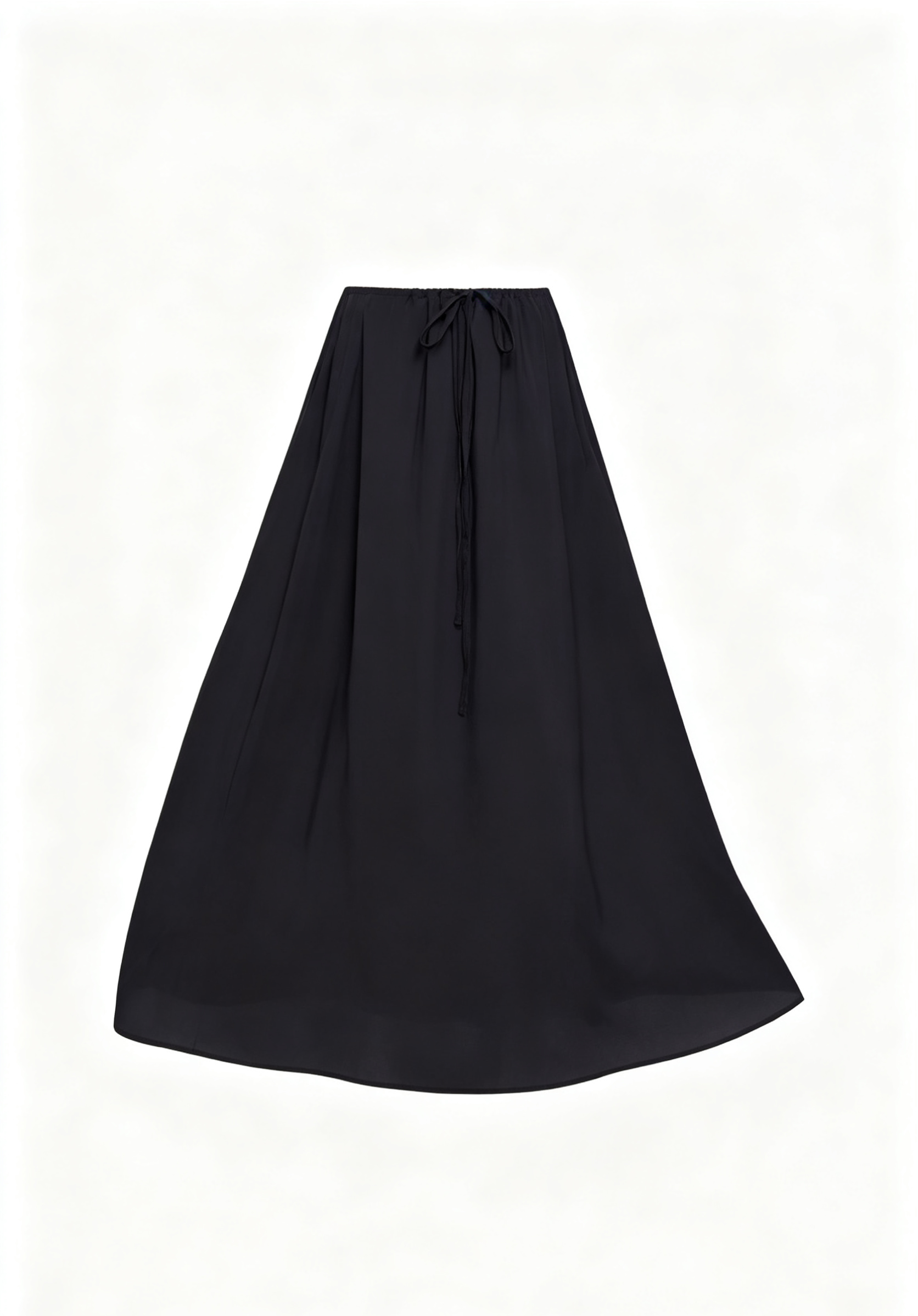  hdfish minimalist black wide-leg skirt, versatile drawstring waist design for women