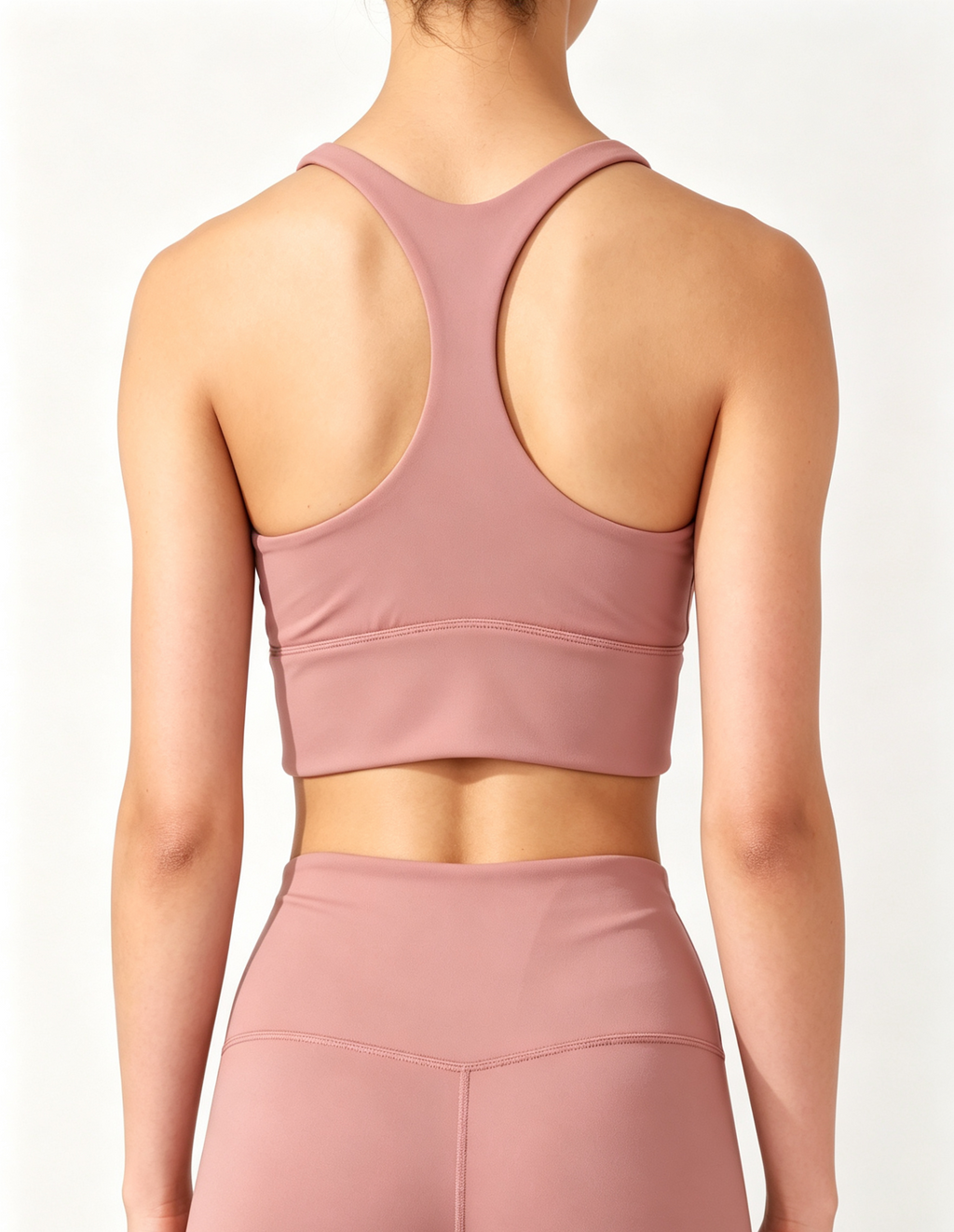 hdfish women's sleek dusty rose athletic crop top, soft support workout bra