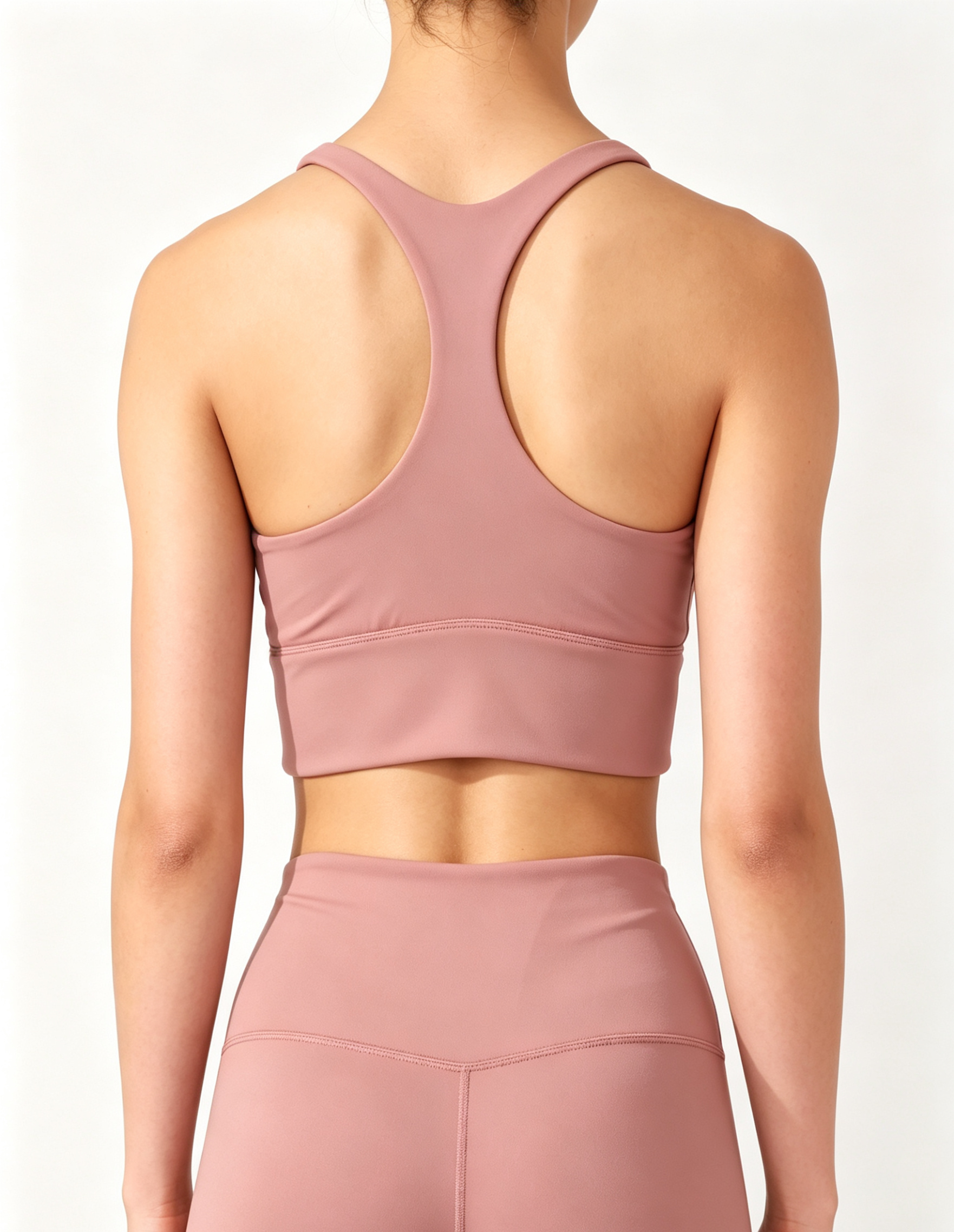 hdfish women's sleek dusty rose athletic crop top, soft support workout bra