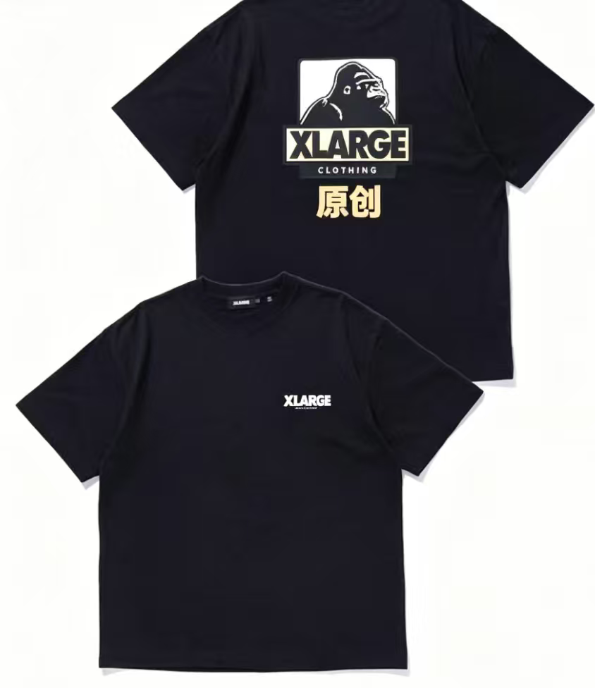 hdfish black cotton skate-style t-shirt with bold gorilla and text prints, casual street fashion