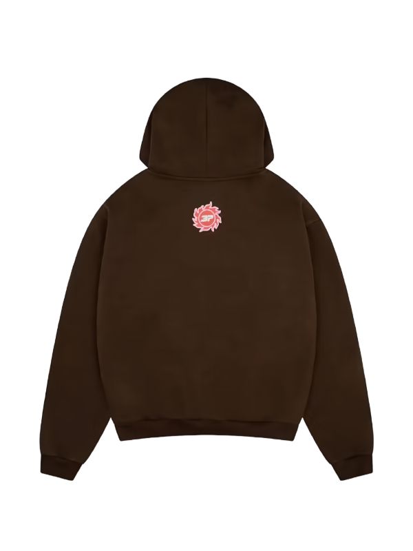 Hdfish blank brown fleece hoodie flat lay ready for OEM custom graphic print embroidery