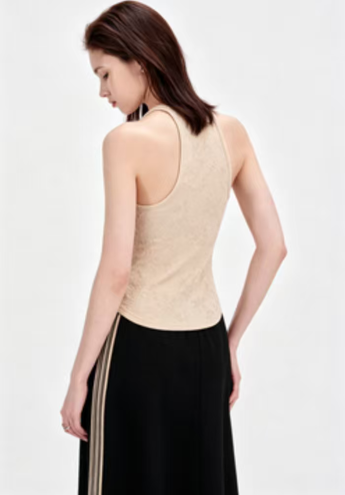 Low MOQ Custom Minimalist Halter Strap Ribbed Sleeveless Layering Tank Top